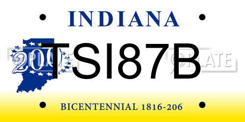 TSI87B Indiana License Plate