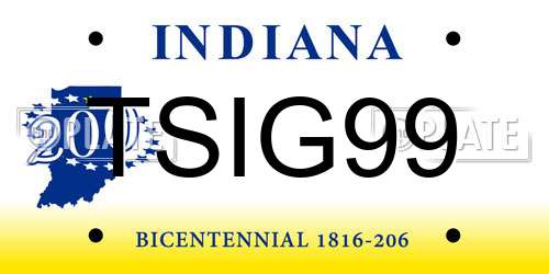 TSIG99 Indiana License Plate