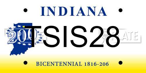 TSIS28 Indiana License Plate
