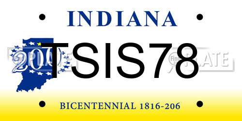 TSIS78 Indiana License Plate