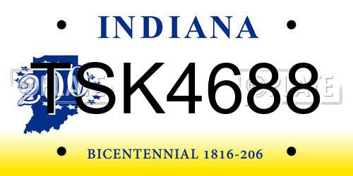 TSK4688 Indiana License Plate