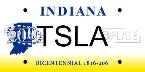 TSLA Indiana License Plate