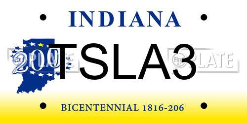 TSLA3 Indiana License Plate