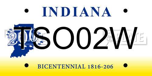 TSO02W Indiana License Plate