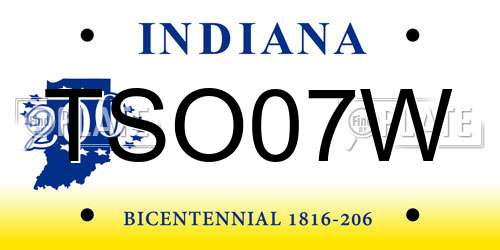 TSO07W Indiana License Plate