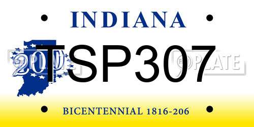 TSP307 Indiana License Plate