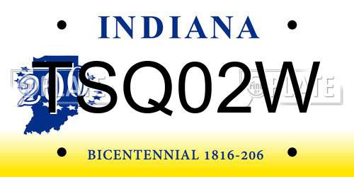 TSQ02W Indiana License Plate