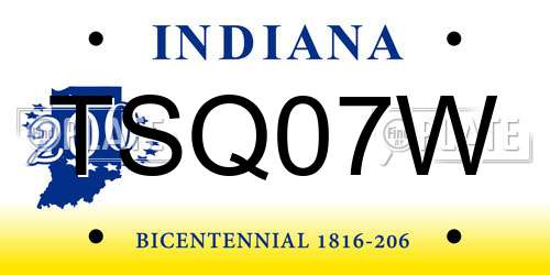 TSQ07W Indiana License Plate