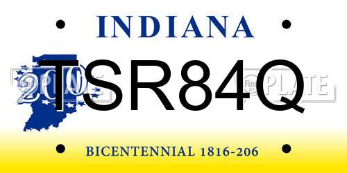 TSR84Q Indiana License Plate