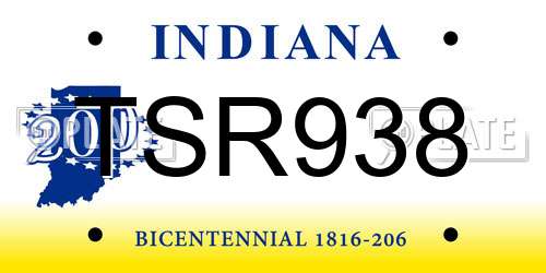 TSR938 Indiana License Plate
