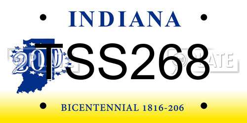 TSS268 Indiana License Plate