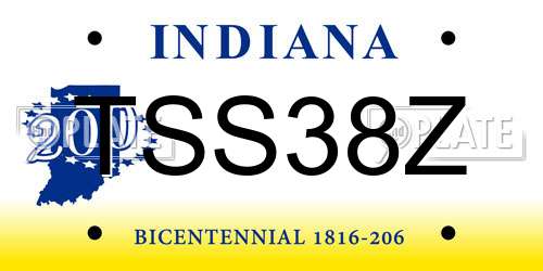 TSS38Z Indiana License Plate