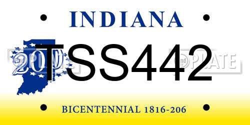 TSS442 Indiana License Plate