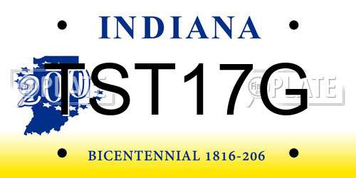 TST17G Indiana License Plate