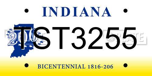 TST3255 Indiana License Plate