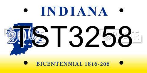TST3258 Indiana License Plate