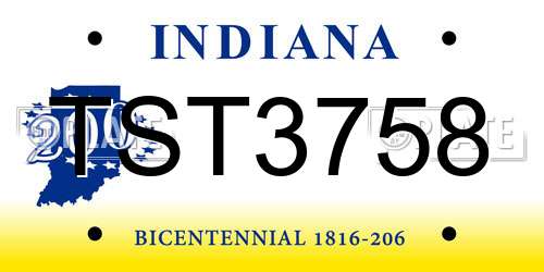 TST3758 Indiana License Plate