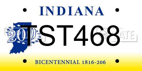 TST468 Indiana License Plate