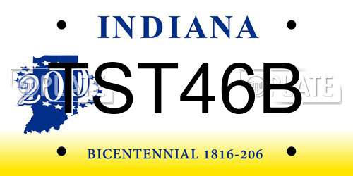 TST46B Indiana License Plate