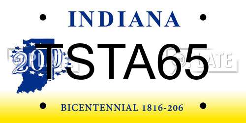 TSTA65 Indiana License Plate