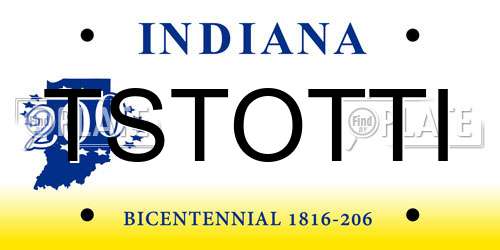 TSTOTTI Indiana License Plate