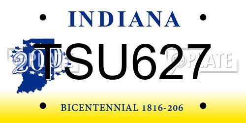 TSU627 Indiana License Plate
