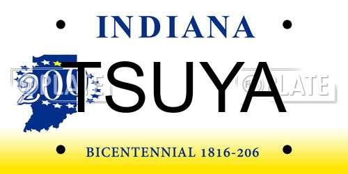 TSUYA Indiana License Plate
