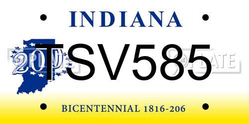 TSV585 Indiana License Plate