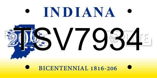 TSV7934 Indiana License Plate