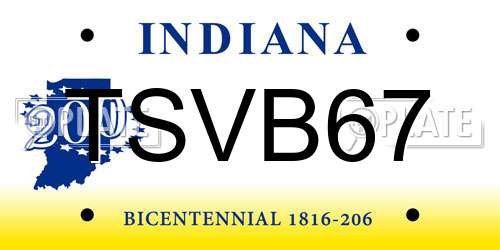 TSVB67 Indiana License Plate