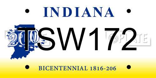 TSW172 Indiana License Plate