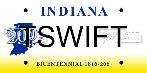 TSWIFT Indiana License Plate
