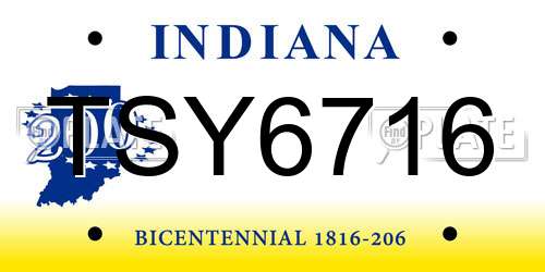 TSY6716 Indiana License Plate