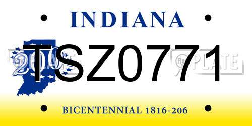 TSZ0771 Indiana License Plate