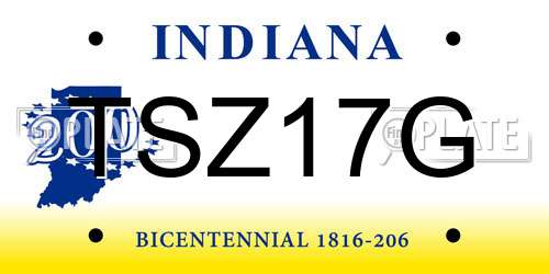 TSZ17G Indiana License Plate