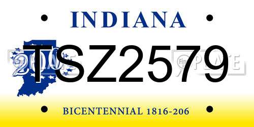 TSZ2579 Indiana License Plate