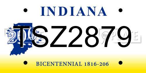 TSZ2879 Indiana License Plate