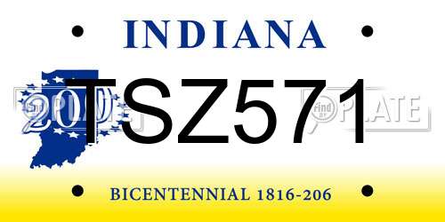 TSZ571 Indiana License Plate
