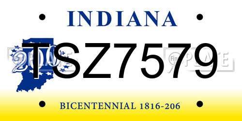 TSZ7579 Indiana License Plate