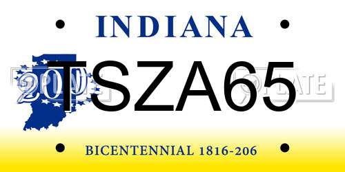 TSZA65 Indiana License Plate