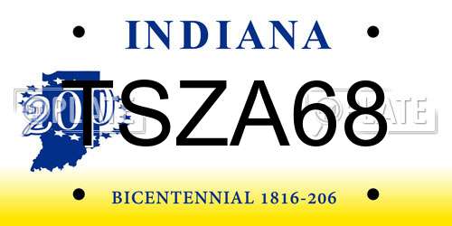 TSZA68 Indiana License Plate