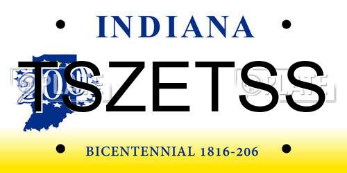 TSZETSS Indiana License Plate