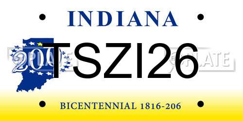 TSZI26 Indiana License Plate