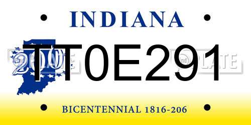 TT0E291 Indiana License Plate