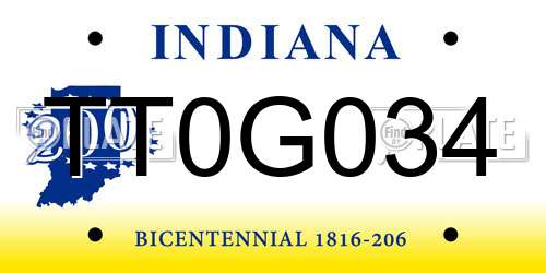 TT0G034 Indiana License Plate