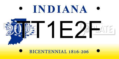 TT1E2F Indiana License Plate