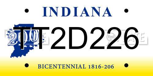 TT2D226 Indiana License Plate