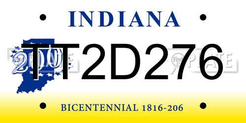 TT2D276 Indiana License Plate