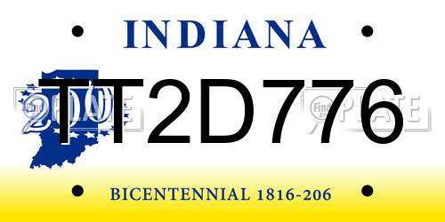TT2D776 Indiana License Plate