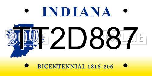 TT2D887 Indiana License Plate